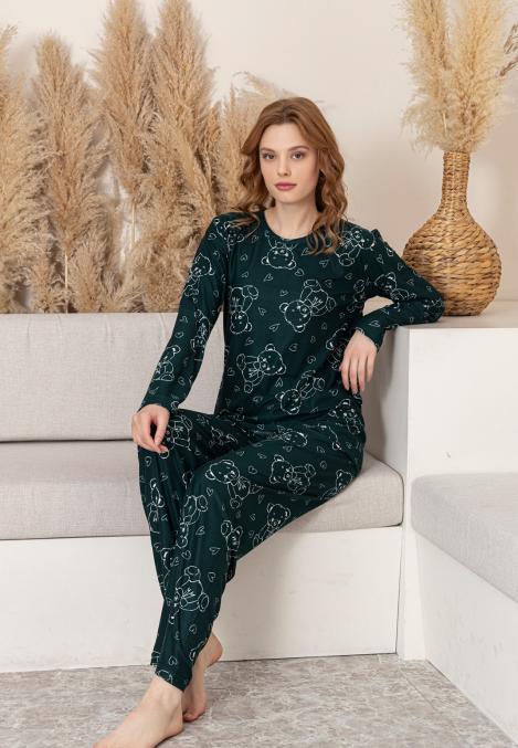 Pijama dama din Suet ,maneca lunga si pantalini lungi,En-gros